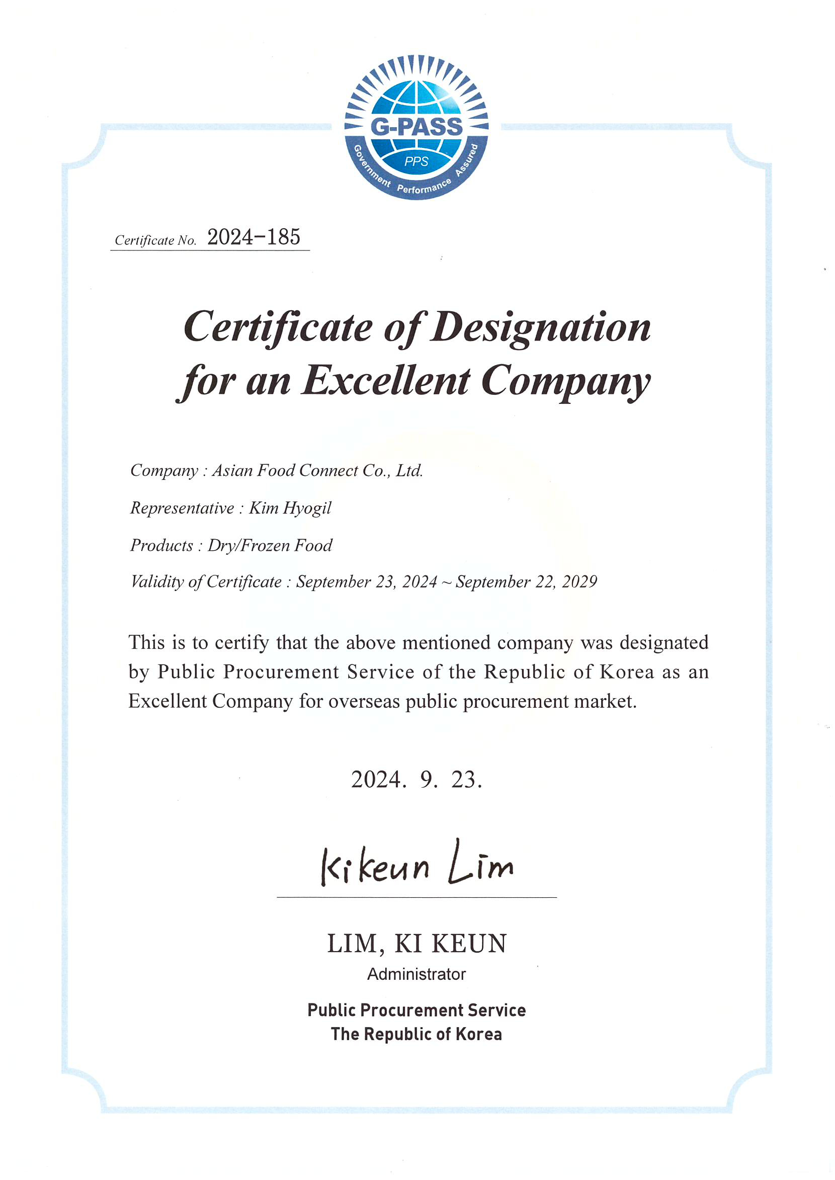 G-PASS Company Designation
